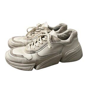 Kenzo Ivory Kross Leather Suede Lace Up Sneaker Shoes Mens Size 10 EU43